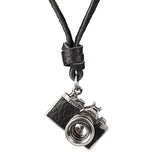 Unisex Vintage Camera Necklace Camera Adjustable Leather Necklace Pendant