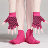 Yoga Socks and Gloves Set Non Slip Grip with Silicone Dots