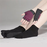 Yoga Socks and Gloves Set Non Slip Grip with Silicone Dots