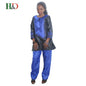 H&D 2018 African women clothing African Traditional set riche bazin embroidery design dresses blue black lady top with pants