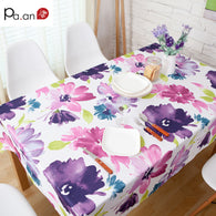 Pastoral Style Waterproof Tablecloths Romantic Purple Floral Printed Decorative Cloth Thick Restaurant Wedding Table Covers