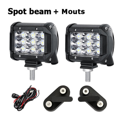 Oslamp 36W 4inch Spot Flood Beam LED Work Light 12v 24v Driving Headlights Work Lamp+Mount Brackets for Jeep Wrangler 2007-2015