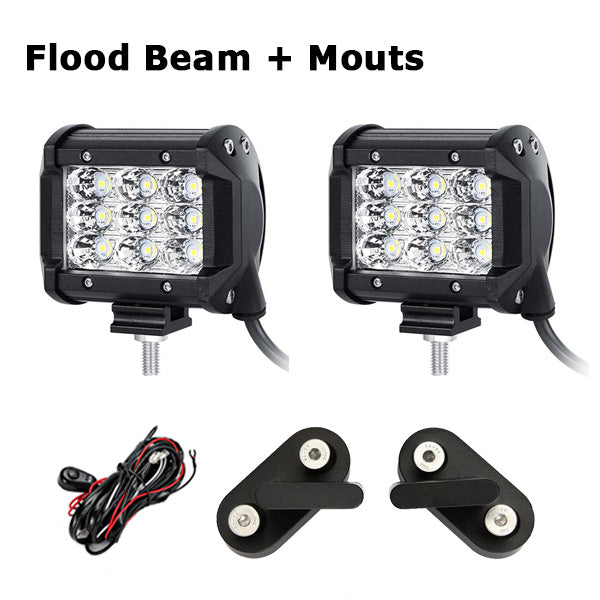 Oslamp 36W 4inch Spot Flood Beam LED Work Light 12v 24v Driving Headlights Work Lamp+Mount Brackets for Jeep Wrangler 2007-2015