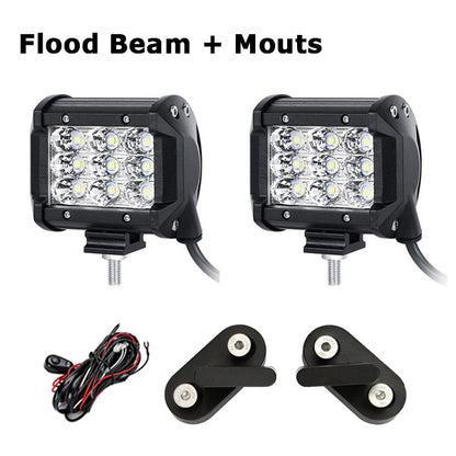 Oslamp 36W 4inch Spot Flood Beam LED Work Light 12v 24v Driving Headlights Work Lamp+Mount Brackets for Jeep Wrangler 2007-2015