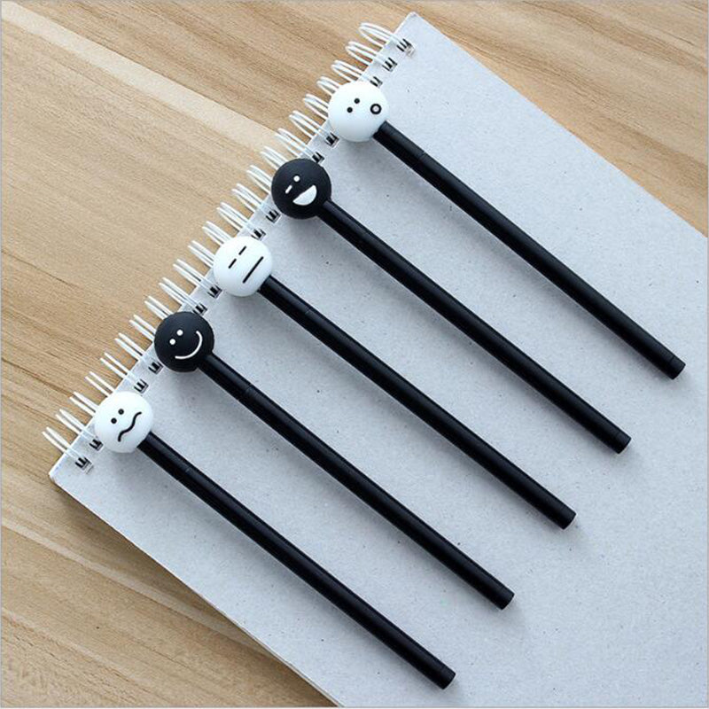 2 pcs/lot Black & White Face gel pen kawaii stationery pens canetas material escolar office school supplies papelaria