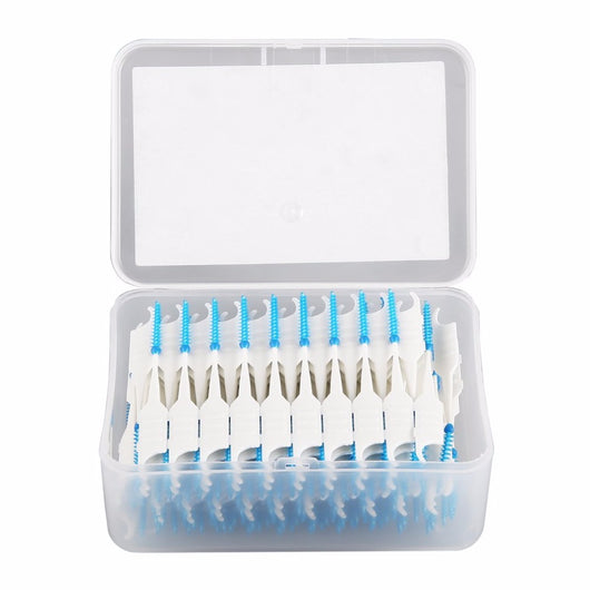 200 Pcs/Box Soft Interdental Brush Silicone Disposable Dental Floss Brush Teeth Stick Tooth Picks Oral Care Floss Cleaning Brush