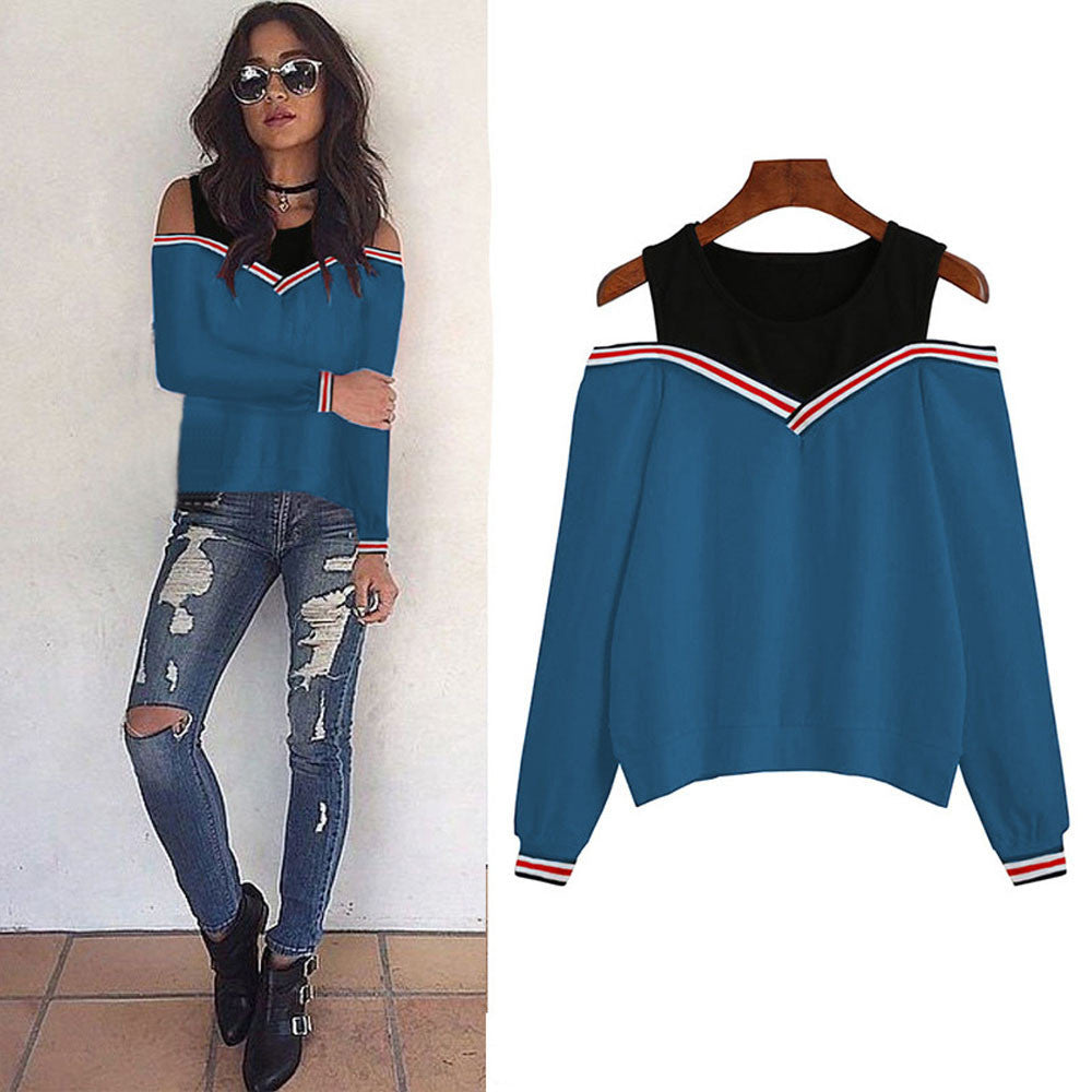 Women Sexy Off Shoulder Long Sleeve Sweatshirt Blouse Tops Pullovers