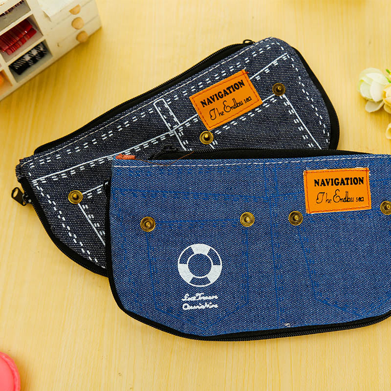 New creative jeans pencil case canvas pencil bag stationery estojo escolar material school supplies papelaria