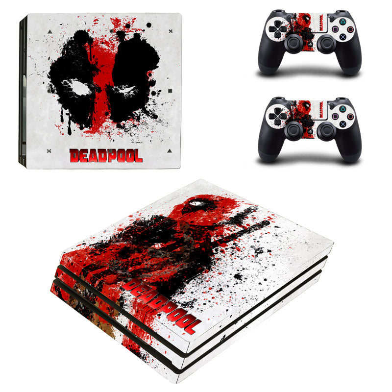 Dead Pool Vinyl Protective Skin Sticker for Playstation 4 Pro Cover Sticker for PS4 Pro Console+2 Controller Skins