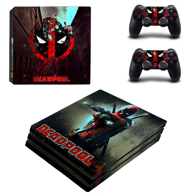 Dead Pool Vinyl Protective Skin Sticker for Playstation 4 Pro Cover Sticker for PS4 Pro Console+2 Controller Skins