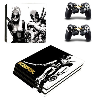 Dead Pool Vinyl Protective Skin Sticker for Playstation 4 Pro Cover Sticker for PS4 Pro Console+2 Controller Skins