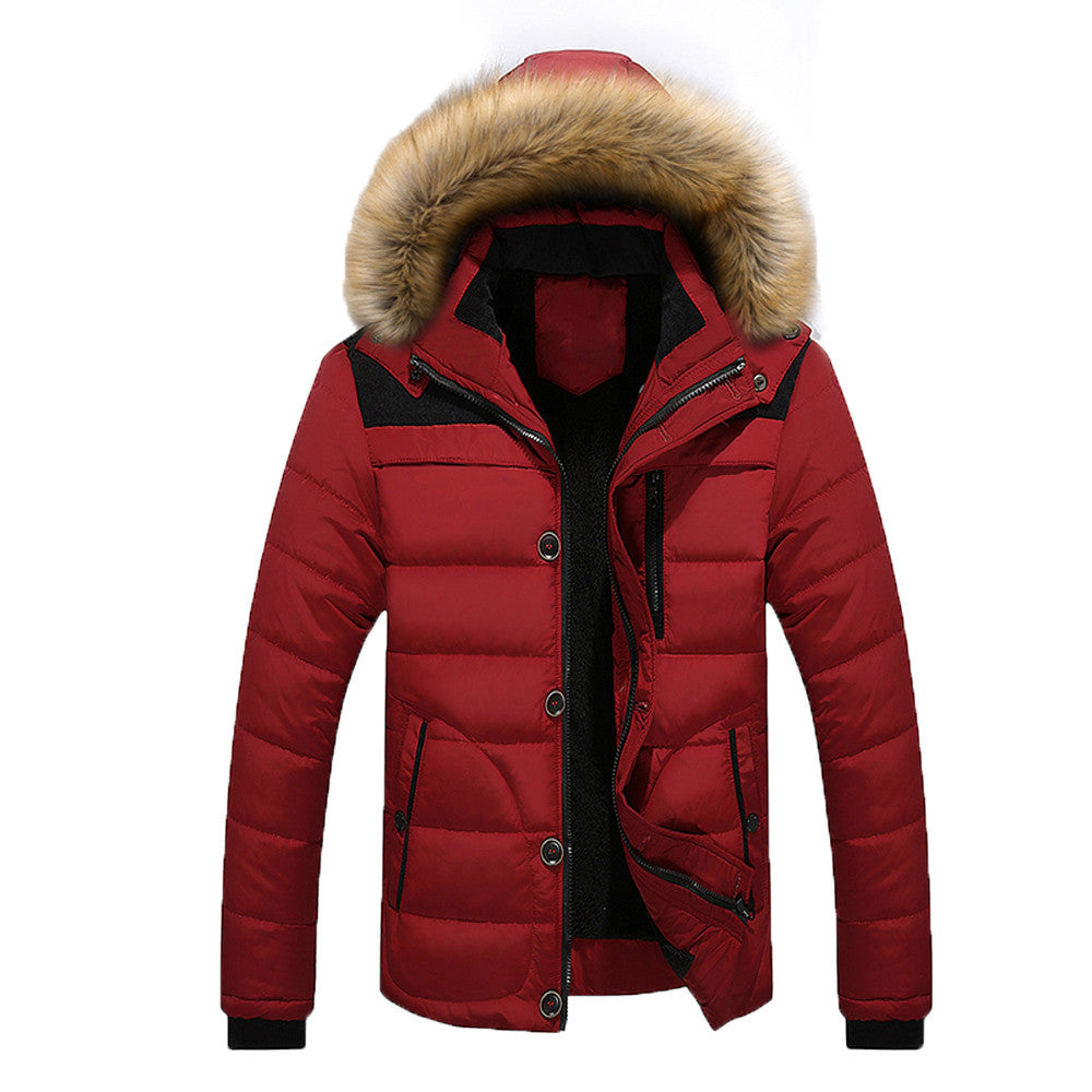 Men Outdoor Warm Winter Thick Jacket Plus Fur Hooded Coat Jacket