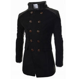 Men Jacket Warm Winter Trench Long Outwear Button Smart Overcoat