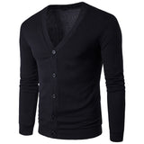 Men Autumn Winter Button V Neck Long Sleeve Knit Sweater Cardigan Coat