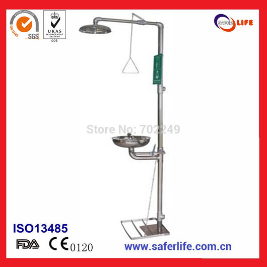 SL-S150 emergency safety stainless steel wall mounted eye wash station and shower equipment/machine ( with treadle)
