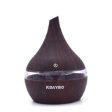 KBAYBO Electric Aroma diffuser wood 300ml Ultrasonic humidifier USB Essential oil Aromatherapy air diffuser LED Light mist make