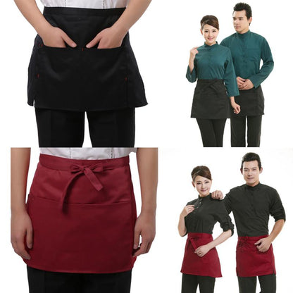 Universal Unisex Apron Short Waist Apron Kitchen Cooking Women Men Aprons with Pocket for Chef Waiter Waitress