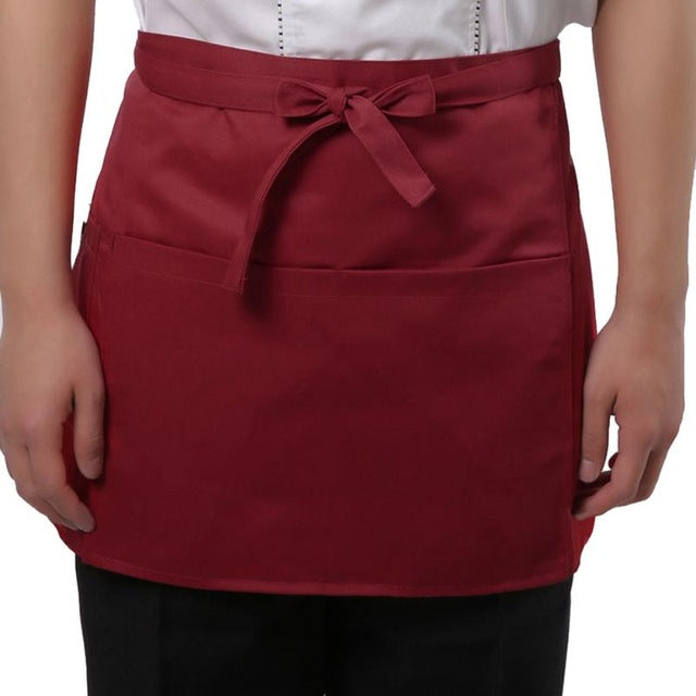 Universal Unisex Apron Short Waist Apron Kitchen Cooking Women Men Aprons with Pocket for Chef Waiter Waitress