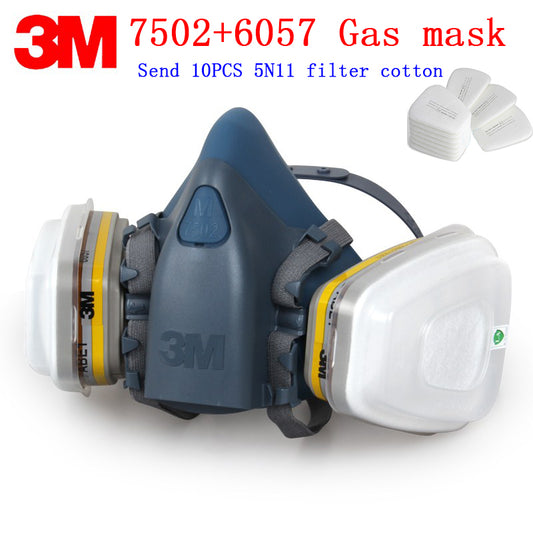 3M 7502+6057 respirator gas mask Genuine security 3M protective mask Chlorine gas hydrochloric acid chemical gas mask