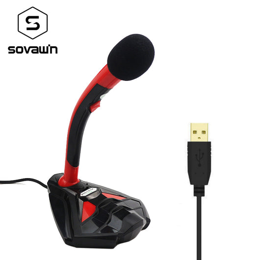 Professional Karaoke Portable Studio PC USB Microphone for Computer with Volume Adjust Power Button 140cm Wired Mic LED Clear HD