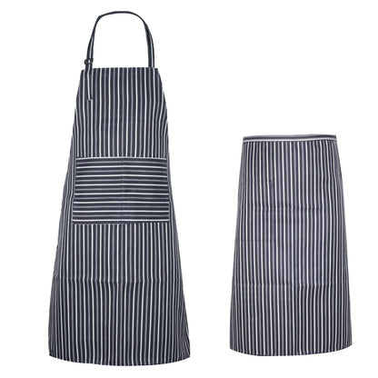 Polyester Stripe Apron Unisex Waterproof Oilproof Bib Apron Chef Waiter Kitchen  Cook Tool Home Restaurant Cooking Apron E5M1