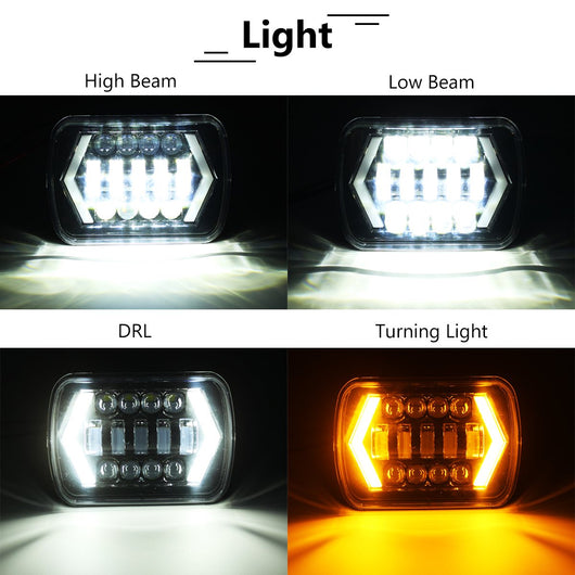 7x6'' LED Headlight Hi-Lo Beam Halo DRL H6014 H6054 For Toyota for Jeep Cherokee XJ