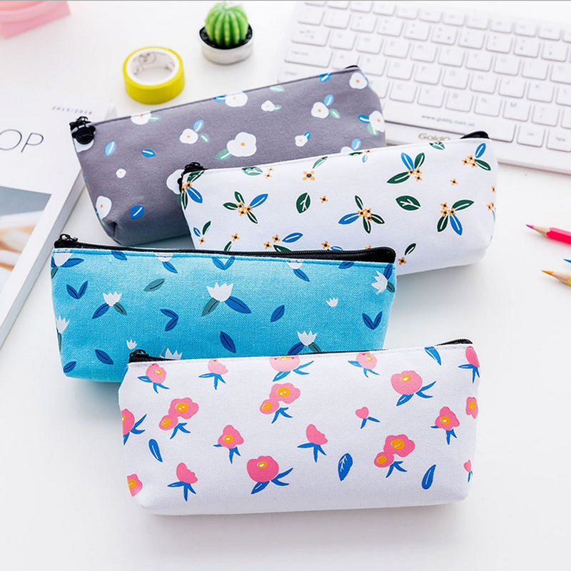 Cute Fresh plants student Pencil Bag papelaria canvas Pencil Case stationery material escolor school supplies