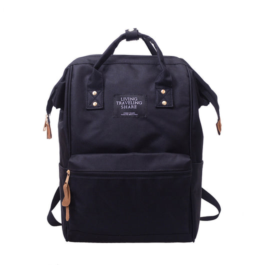 Unisex Solid Backpack School Travel Bag Double Shoulder Bag Zipper Bag