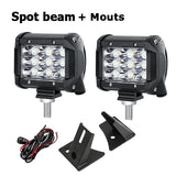 Oslamp 2pcs 4" 36W Spot Flood Beam LED Work Light Headlight Driving Work Lamp 12v 24v+Mount Brackets for Jeep Wrangler 2007-2015