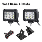 Oslamp 2pcs 4" 36W Spot Flood Beam LED Work Light Headlight Driving Work Lamp 12v 24v+Mount Brackets for Jeep Wrangler 2007-2015