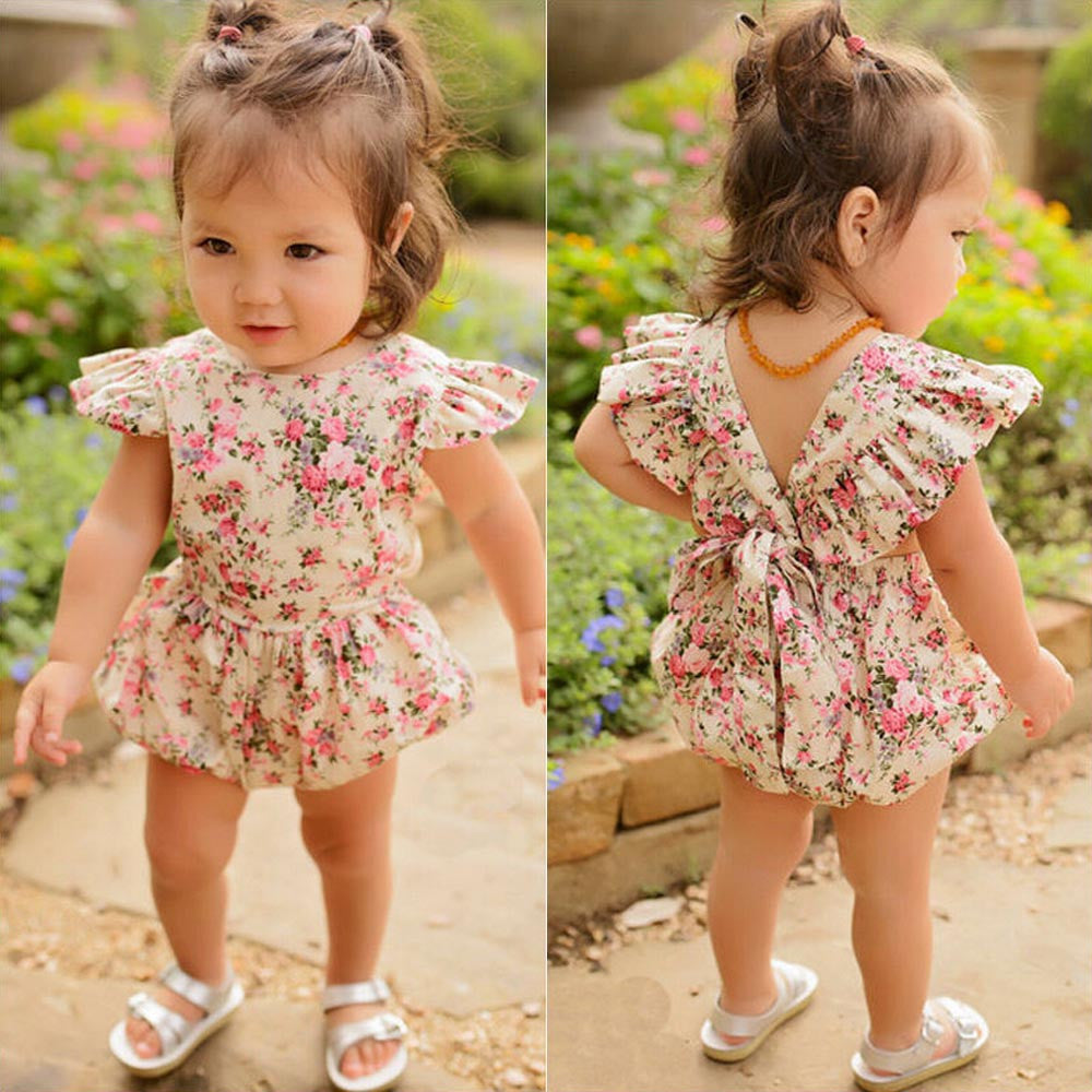 Newborn Infant Kids Baby Girls Floral Romper Jumpsuit Outfit Playsuit Clothes