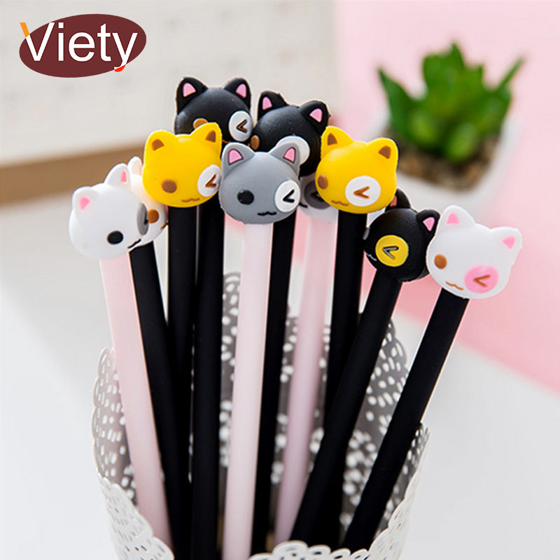 5 pcs/lot Cute cartoon cat phiz student gel pen cute pens material canetas escolar stationery papelaria school office supplies