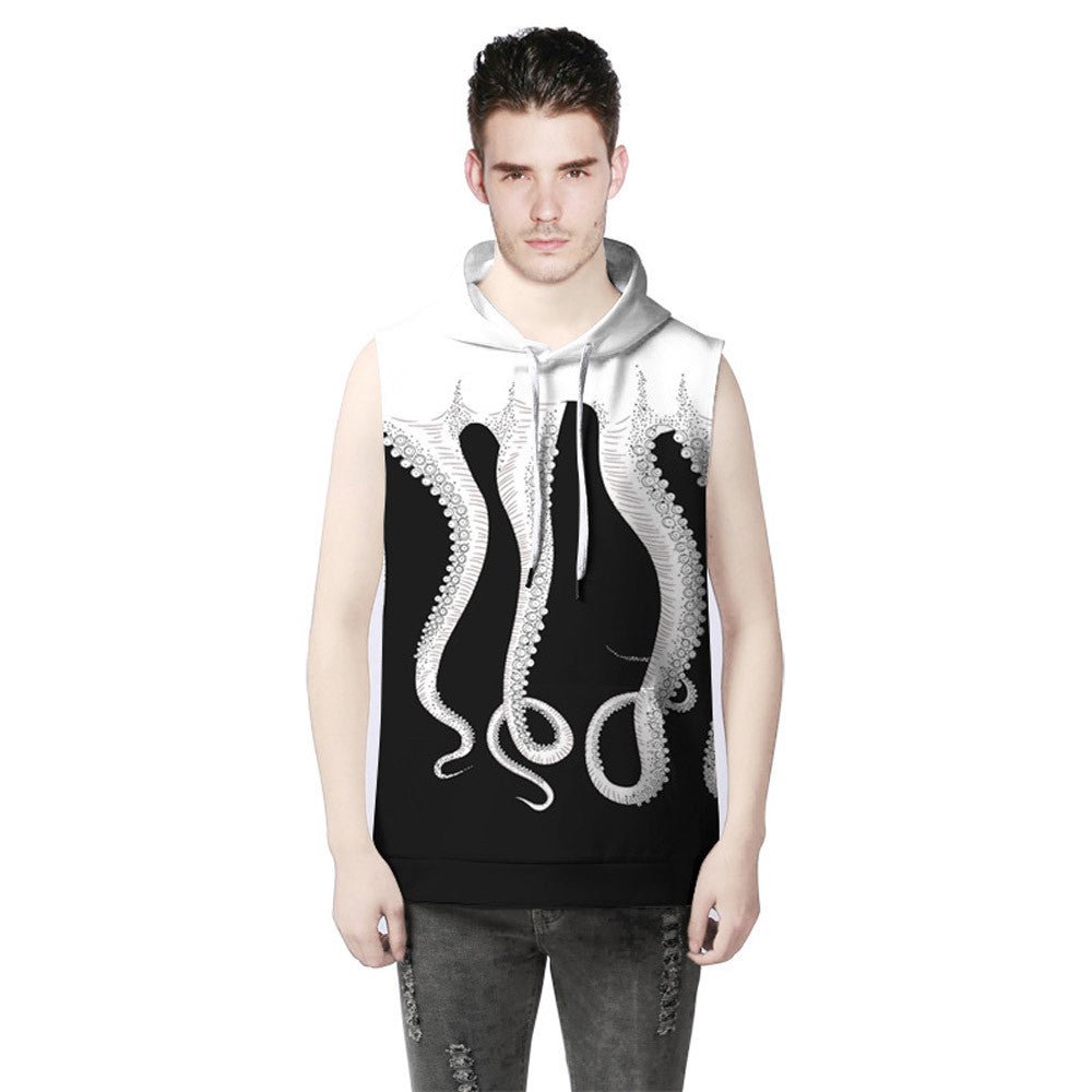 Women Men Unisex Sleeveless 3D Print Loose Hoodies Blouse Tops Tank