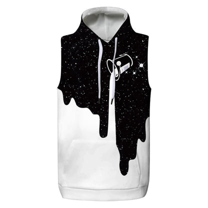 Women Men Unisex Sleeveless 3D Print Loose Hoodies Blouse Tops Tank