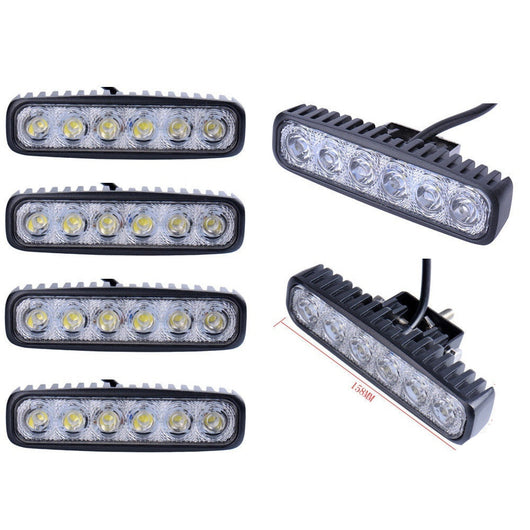 6PCS 18W 4 LED Work Light Car Worklight Bar Jeep Boat SUV ATV Offroad Driving Lamp
