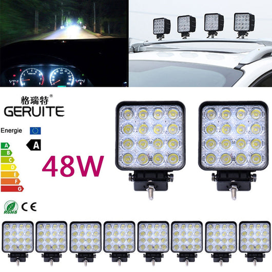 48W LED Flood Spot Work Light Car Off Road Fog Driving Lamp Truck SUV Lighting