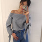 Women Blouses Floral Embroidery Off Shoulder Blouse 2018 Spring Autumn Long Sleeve Shirt Women Camisas Femininas Bow Women Tops