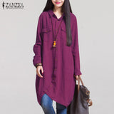 ZANZEA Fashion Women Blouses 2018 Autumn Long Sleeve Irregular Hem Cotton Shirts Casual Loose Blusas Tops Plus Size S-5XL