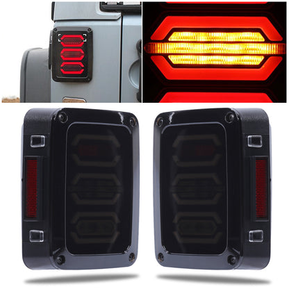 2Pcs Car Tail Light Lamp 4th Generation EU for Jeep Wrangler 07-17 LED Bar Brake Running Reverse Taillight Auto Accessories