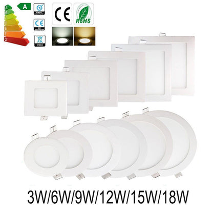 3 X Energy-saving3W-18W of Warmwhite Ultraslim LED Panel Recessed Spotlight Luminaire Ceiling Square