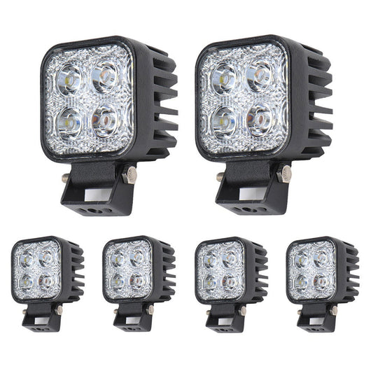 6pcs 12W LED Work Light Headlamp Offroad Light For Jeep SUV 12V-24V