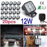 4X6X8X10X20X 12W 4 LED Work Light Offroad Headlight For Jeep SUV 12V 24V