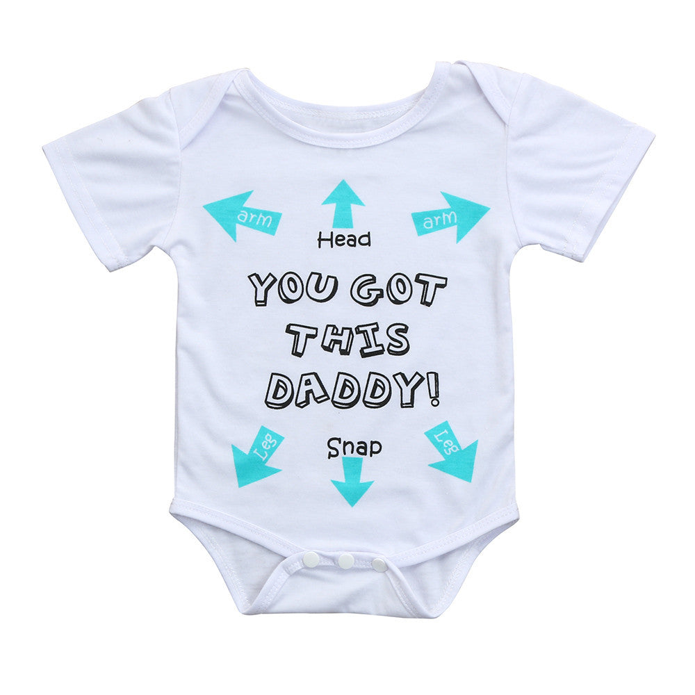 Newborn Infant Kids Baby Boys Girls Letter Print Romper Jumpsuit Outfits Clothes