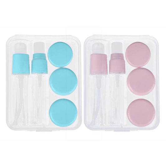 6pcs/Set Refillable Travel Bottles Set Package Cosmetics Bottles Plastic Pressing Spray Bottle Makeup Tools Kit Pink Blue