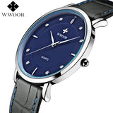Top Brand Luxury WWOOR Men Waterproof Sports Watches Men's Quartz Ultra Thin Clock Male Genuine Leather Strap Casual Wrist Watch