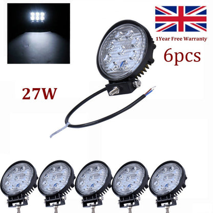 2/X/4X/6X 27W LED Work Light Round Bar Spot Beam 4X4 Offroad Truck ATV SUV