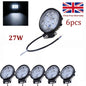 2/X/4X/6X 27W LED Work Light Round Bar Spot Beam 4X4 Offroad Truck ATV SUV