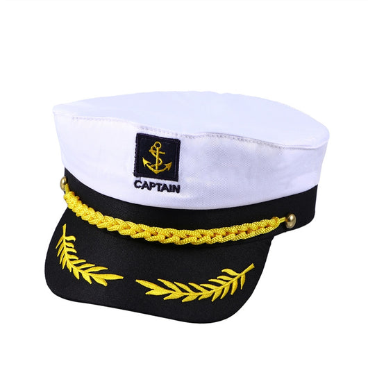 Adult Yacht Boat Ship Sailor Captain Costume Hat Cap Navy Marine Admiral