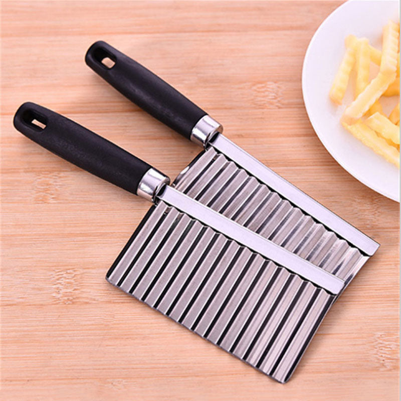 Stainless Steel Serrated Slicing Banana Fruits Wave Chopper Potato French Fry Cutter Kitchen Tool Hot Sale