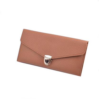 Solid color long wallet ladies clutch bag fashion lock litchi pattern wallet